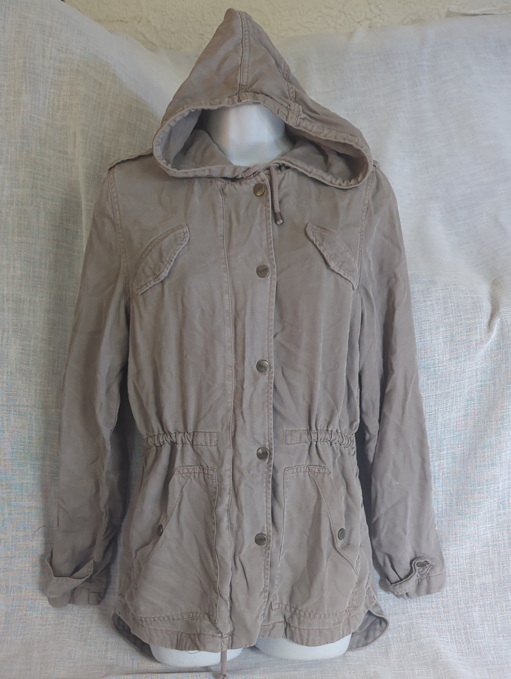 Nanette Lepore Hooded Utility Jacket in Taupe